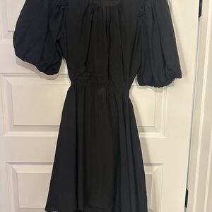 Elegant Black Puff Sleeve Dress